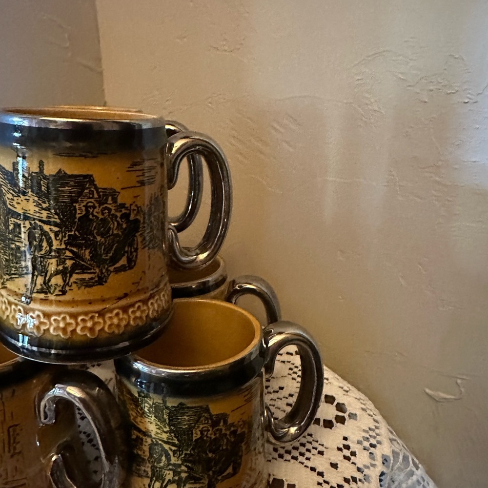 Vintage Ceramic Mugs with Rustic Design